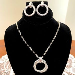Trifari Silver Necklace and Earrings Set